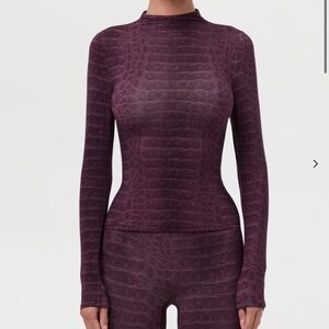 Naked Wardrobe Maroon Long Sleeve Top
